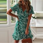 Vert robe  fleurs