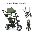 Vert tricycle �volutif polyvalent willonin� v�lo pour b�b� enfant 1 - 5 ans si�ge pivotan parasol d�pliable ...