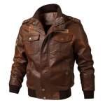 Veste aviateur hommes en matelass pu cuir - mobigarlan - marron - fbc169