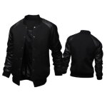 Veste de baseball - ecelen - grande poche et manches en cuir - décontracté sport col montant - homme Veste de baseball - ecelen - grande poche et manches en cuir - décontracté sport col montant - homme