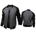 Veste de baseball ecelen - homme - grande poche - manches en cuir - dcontract - sport - col montant ...