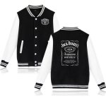 Veste de baseball - funmoon - jack daniels - col ras du cou - printemps automne - noir Veste de baseball - funmoon - jack daniels - col ras du cou - printemps automne - noir