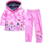 Veste bébé fille 2 pièces imperméable coupe - vent à capuche ensemble vêtements imprime - rose Veste bébé fille 2 pièces imperméable coupe - vent à capuche ensemble vêtements imprime - rose