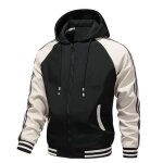 Veste bicolore homme a capuche fashion regular casual automne - noir beige - insfity - mp218066764