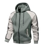 Veste bicolore homme a capuche fashion regular casual automne - vert beige