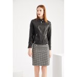 Veste de blazer femme standup de marque veste motard en cuir blouson doublure polaire epais femme noir ...