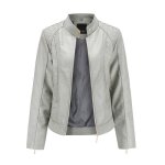 Veste de blazer outdoor printemps automne femme de marque veste en cuir femme blouson standup femme gris ...