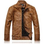 Veste blouson homme courte cuir pu grande taille zippé col montant manches longues jacket moto kaki pour ... Veste blouson homme courte cuir pu grande taille zippé col montant manches longues jacket moto kaki pour ...