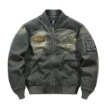 Veste bomber blouson aviateur homme insfity - effet us - col officier - mi saison - vert