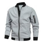 Veste bomber homme printemps et automne casual veste zippee l�g�re col montant couleur unie - gris clair ...