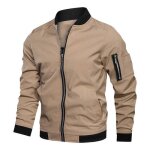 Veste bomber homme printemps et automne casual veste zippee lgre col montant couleur unie - kaki
