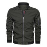 Veste bomber homme printemps et automne casual veste zippee légère col montant couleur unie - vert militaire ... Veste bomber homme printemps et automne casual veste zippee légère col montant couleur unie - vert militaire ...