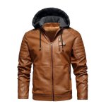 Veste � capuche - mobigarlan - cuir pu - marron - imperm�able - coupe moderne