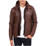Veste à capuche - le temps des cerises - ludovik - 100% cuir de mouton - marron - coupe droite Veste à capuche - le temps des cerises - ludovik - 100% cuir de mouton - marron - coupe droite