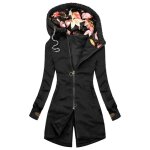 Veste chaude  capuche zippe pour femme - remycoo - multi - poches - noir