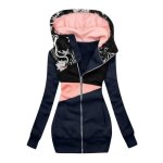 Veste chaude à capuche zippée pour femme remycoo - rose + bleu - veste multi - poches Veste chaude à capuche zippée pour femme remycoo - rose + bleu - veste multi - poches