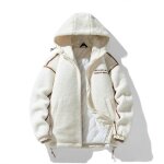 Veste chaude hiver pour homme capuche casual veste zippee epaisse couleur unie automne - hiver - beige ...