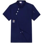 Veste de chef homme été à manches courtes - demeuble - respirabilité optimale - bleu Veste de chef homme été à manches courtes - demeuble - respirabilité optimale - bleu