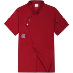 Veste de chef homme été à manches courtes - demeuble - respirabilité optimale - rouge Veste de chef homme été à manches courtes - demeuble - respirabilité optimale - rouge