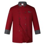 Veste de chef manches longues boutonn uniforme cuisinier vtement de travail m - 4xl rouge - yizyif