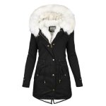 Veste en coton pour femme automne et hiver - vitata - peluche mi - longue  capuche - coupe - vent - ...