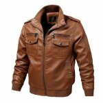 Veste en cuir automne mode casual coupe - vent locomotive pour hommes - funmoon