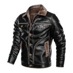 Veste en cuir chaud pour homme - funmoon - zencart - noir - fitness - moto