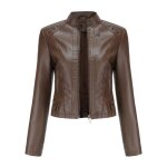 Veste cuir courte moto � rivet pour femme bomber col montant similicuir aviateur printemps - automne ...