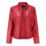 Veste en cuir pour femmes - autrement - atmosphere - rouge - col montant - coupe ajustée - manches longues ... Veste en cuir pour femmes - autrement - atmosphere - rouge - col montant - coupe ajustée - manches longues ...