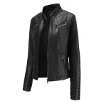 Veste en cuir pour femme - mobigarlan - mince et court - noir - xh300 Veste en cuir pour femme - mobigarlan - mince et court - noir - xh300