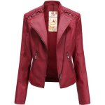 Veste en cuir pour femme - mobigarlan - slim fit - grande taille - rouge - fbc79a Veste en cuir pour femme - mobigarlan - slim fit - grande taille - rouge - fbc79a