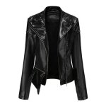 Veste en cuir pour femmes - mobigarlan - xhn85 - noir - slim fit - moto