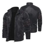 Vestes en cuir pour hommes automne hiver veste en cuir pu biker manteaux noir Vestes en cuir pour hommes automne hiver veste en cuir pu biker manteaux noir