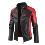 Veste en cuir homme à capuche zippée - rouge - style moderne - polyester doublé confortable - marque ... Veste en cuir homme à capuche zippée - rouge - style moderne - polyester doublé confortable - marque ...