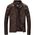 Veste en cuir pour homme - funmoon - coupe - vent locomotive - couleur caf