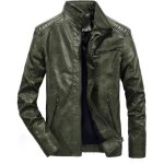Veste en cuir pour homme - funmoon - hiver loisirs coupe - vent - couleur vert militaire Veste en cuir pour homme - funmoon - hiver loisirs coupe - vent - couleur vert militaire
