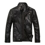 Veste en cuir pour homme - item - mode rtro - automne hiver - col montant