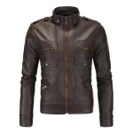 Veste en cuir pour homme - item - multi - poches - col montant - zip - marque luxe