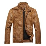 Veste en cuir pour hommes - mobigarlan - uni - marron - blouson moto - vêtements masculins - xh302a1 Veste en cuir pour hommes - mobigarlan - uni - marron - blouson moto - vêtements masculins - xh302a1