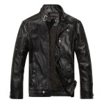 Veste en cuir pour homme - mobigarlan - uni - noir - vtements masculins - xh302