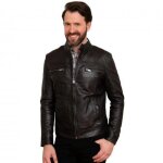 Veste en cuir homme noir - cityzen - jackson - coupe regular - souple et confortable - aspect iris