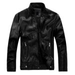 Veste en cuir homme pu - leoclotho - noir - veste de moto - vtement masculin