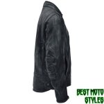 Veste en cuir pour homme stevie rusty stitches - charcoal