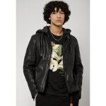 Veste en cuir - kaporal - luine - noir - capuche amovible - 3 poches zippées Veste en cuir - kaporal - luine - noir - capuche amovible - 3 poches zippées