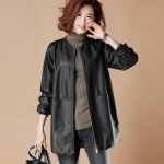 Veste en cuir mi - longue pour femme - vitata - noir - veste ample en cuir pu