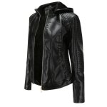 Veste en cuir pu pour femmes avec capuche et doublure en velours - mobigarlan - xh547 - noir - grande ...