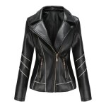 Veste en cuir pu pour femmes - mobigarlan - xhn62 - coupe slim - grande taille - noir