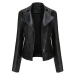 Veste en cuir pu pour femmes - mobigarlan - xhn81 - noir - grande taille - moto