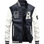 Veste en cuir pu - funmoon - veste de baseball - grande taille - dcontracte - couleur blanche