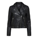 Veste en cuir - selected - katie - noir - 100% cuir - manches longues